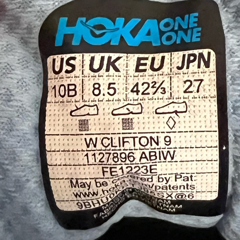 Hoka Clifton 9 women’s running shoes. Size 10. - Picture 3 of 6